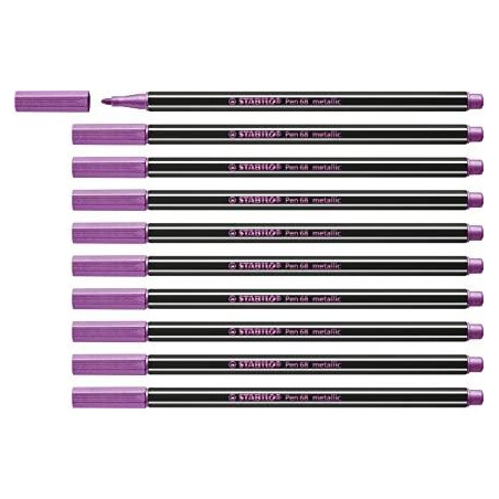 (68/856) STABILO ROTULADOR PEN 68 METALLIC ROSA METÁLICO CAJA 10 UD