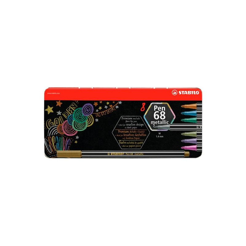(6808/8-31) STABILO ROTULADORES PEN 68 METALLIC C/SURTIDOS METÁLICOS ESTUCHE DE METAL 8 UD