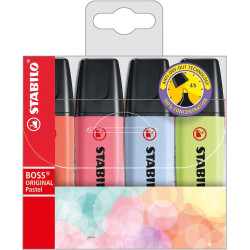 (70/4-3) STABILO BOSS MARCADOR FLUORESCENTE ESTUCHE 4 COLORES PASTEL