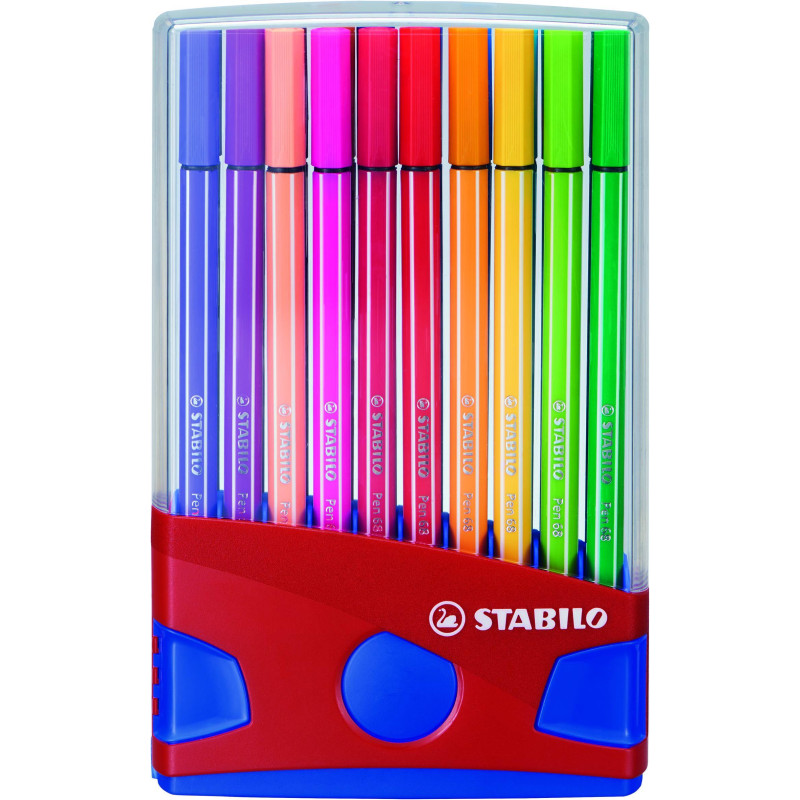 (6820-04) STABILO ROTULADOR PEN 68 COLORES SURTIDOS ESTUCHE PARADE ROJO 20 UD