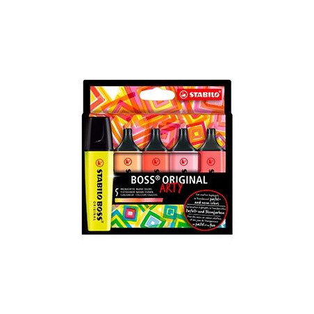 (70/5-02-1-20) STABILO MARCADOR FLUORESCENTE BOSS ORIGINAL ARTY C/SURTIDOS CÁLIDOS ESTUCHE 5 UD