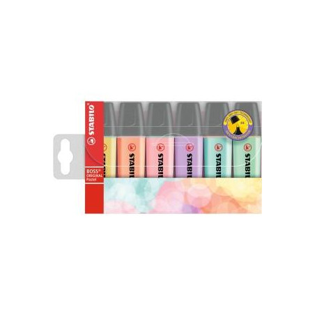 (70/6-2) STABILO MARCADOR FLUORESCENTE BOSS ORIGINAL C/SURTIDOS PASTEL BLÍSTER 6 UD
