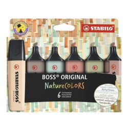 (70/6-2-2) STABILO MARCADOR BOSS ORIGINAL NATURECOLORS COLORES SURTIDOS ESTUCHE 6 UD