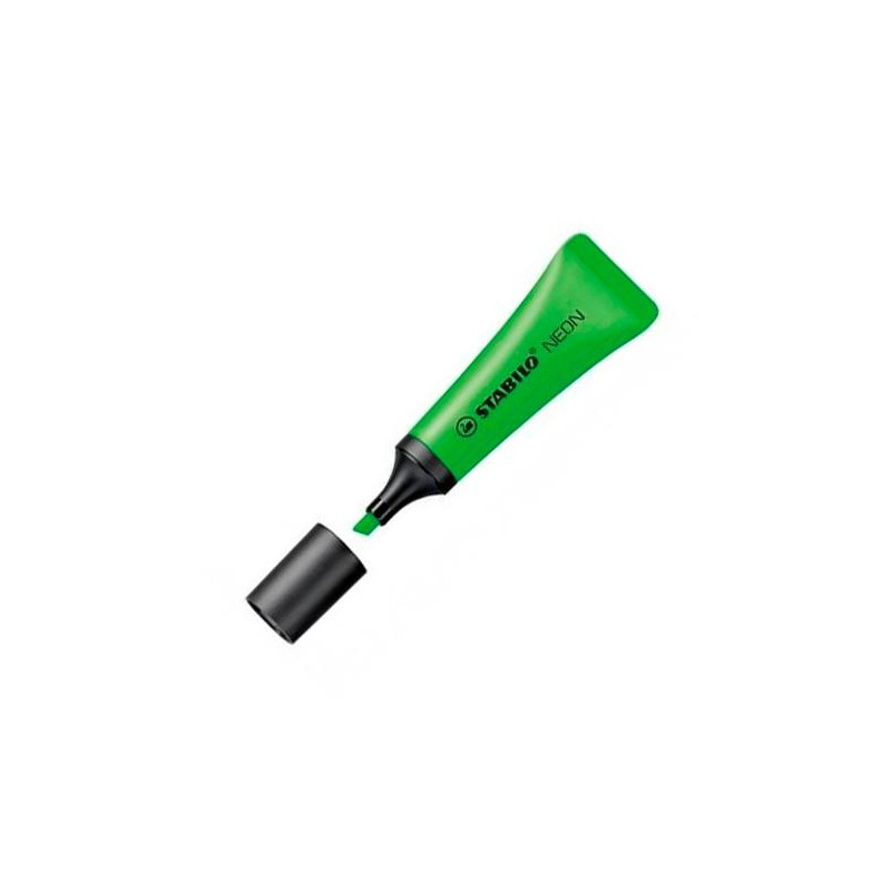 (72/33) STABILO MARCADOR FLUORESCENTE NEON VERDE CAJA 10 UD