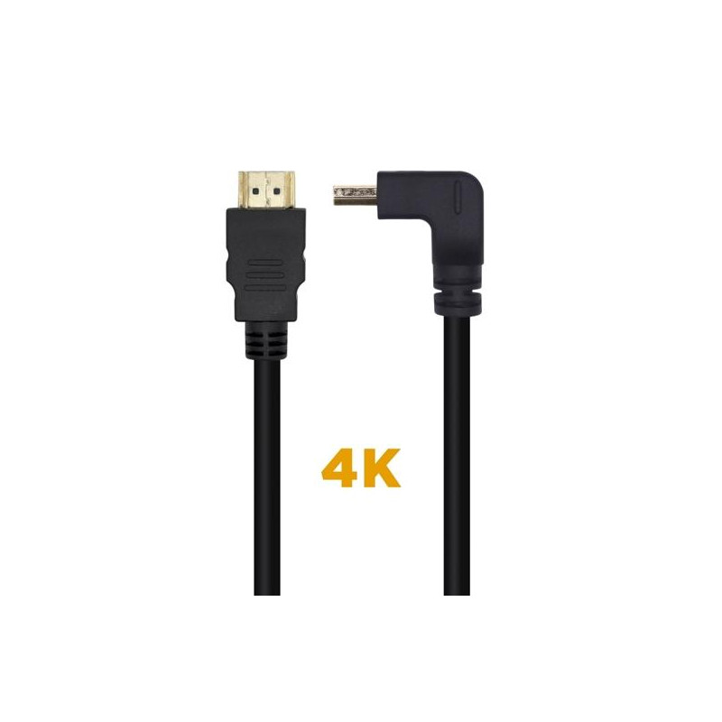 (A120-0457) AISENS CABLE HDMI V2.0 ACODADO PREMIUM ALTA VELOCIDAD HEC 4K@60HZ 18GBPS A/M - A/M NEGRO 2M