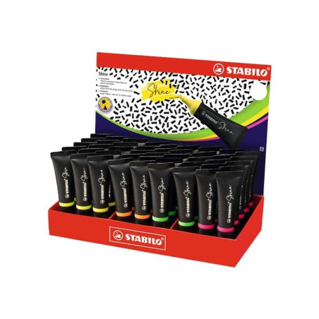 (76/45-1) STABILO MARCADOR FLUORESCENTE SHINE 4 COLORES SURTIDOS EXPOSITOR 45 UD