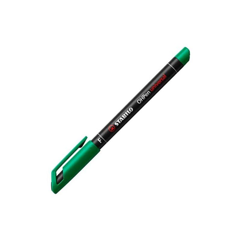 (842/36) STABILO MARCADOR PERMANENTE OHPEN UNIVERSAL PUNTA FINA 0.7MM VERDE CAJA 10 UD