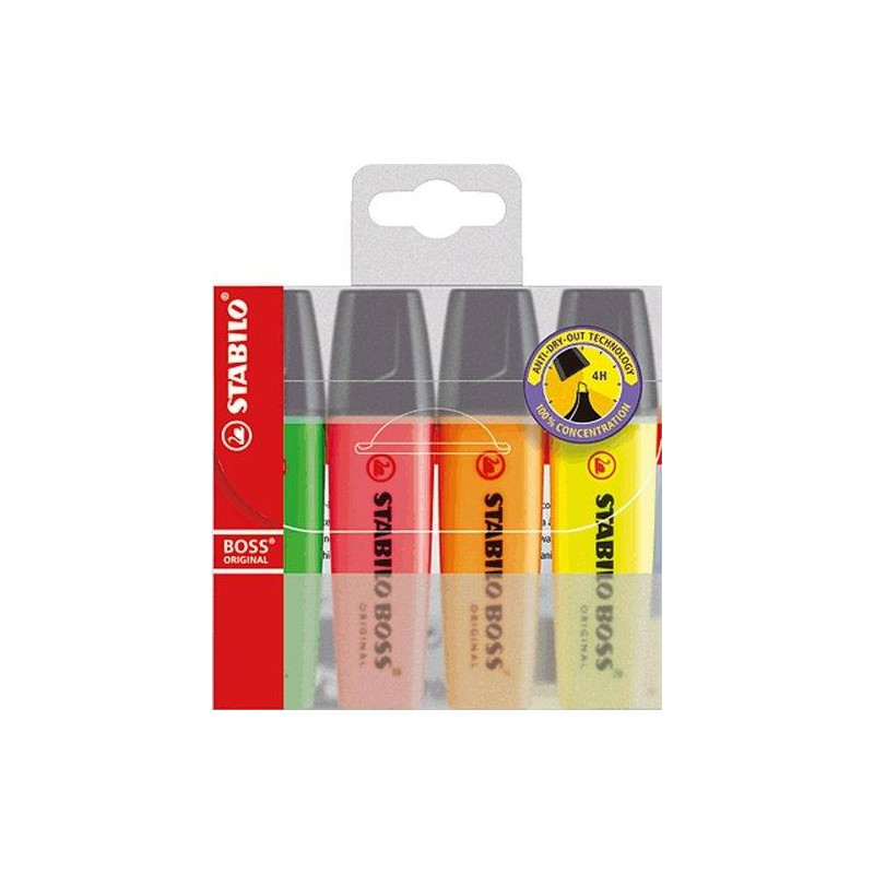 (70/4) STABILO MARCADOR FLUORESCENTE BOSS ORIGINAL C/SURTIDOS BLÍSTER 4 UD