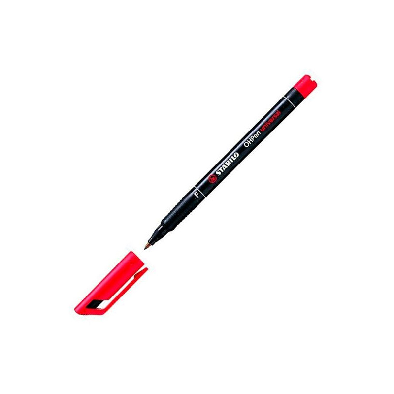 (842/40) STABILO MARCADOR PERMANENTE OHPEN UNIVERSAL PUNTA FINA 0.7MM ROJO CAJA 10 UD