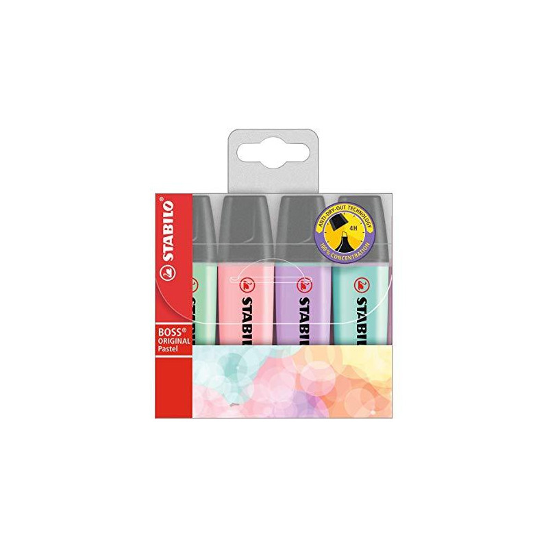 (70/4-2) STABILO MARCADOR FLUORESCENTE BOSS ORIGINAL C/SURTIDOS PASTEL BLÍSTER 4 UD