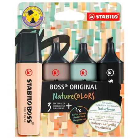(70/4-2-5) STABILO MARCADOR BOSS ORIGINAL NATURECOLORS COLORES SURTIDOS ESTUCHE 4 UD