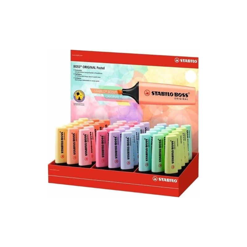 (70/45-4) STABILO MARCADOR FLUORESCENTE BOSS ORIGINAL C/SURTIDOS PASTEL EXPOSITOR 45 UD