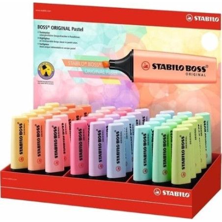 (70/45-4) STABILO MARCADOR FLUORESCENTE BOSS ORIGINAL C/SURTIDOS PASTEL EXPOSITOR 45 UD