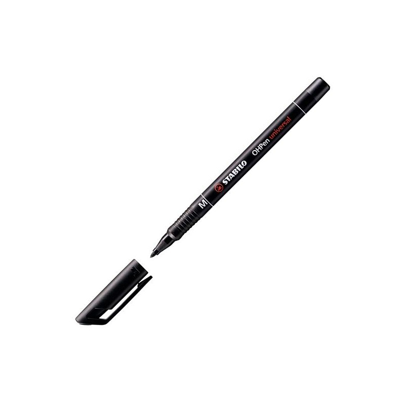 (843/46) STABILO MARCADOR PERMANENTE OHPEN UNIVERSAL PUNTA MEDIA 1MM CAJA 10 NEGRO