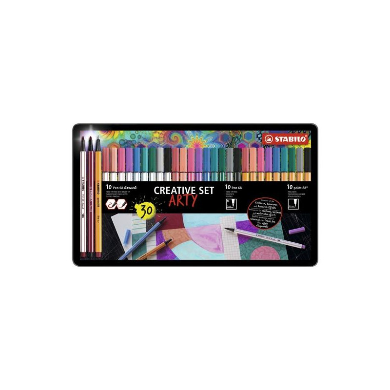 (87/3432) STABILO ROTULADORES CREATIVE SET ARTY C/SURTIDOS ESTUCHE DE METAL 30 UD