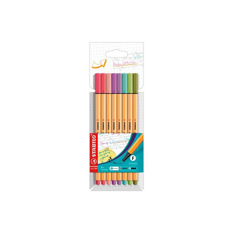 (88/8-04) STABILO ROTULADORES POINT 88 C/SURTIDOS PASTEL ESTUCHE 8 UD
