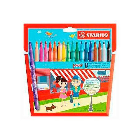 (280/18-01) STABILO ROTULADORES POWER C/SURTIDOS ESTUCHE 18 UD