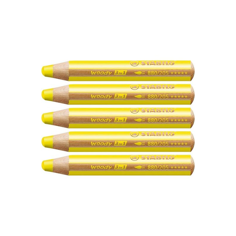(880/205) STABILO LÁPICES DE COLORES WOODY 3 EN 1 AMRILLO ESTUCHE 5 UD
