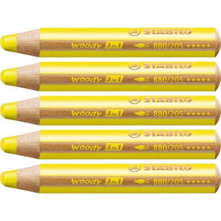(880/205) STABILO LÁPICES DE COLORES WOODY 3 EN 1 AMRILLO ESTUCHE 5 UD