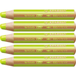 (880/570) STABILO LÁPICES DE COLORES WOODY 3 EN 1 VERDE HOJA ESTUCHE 5 UD