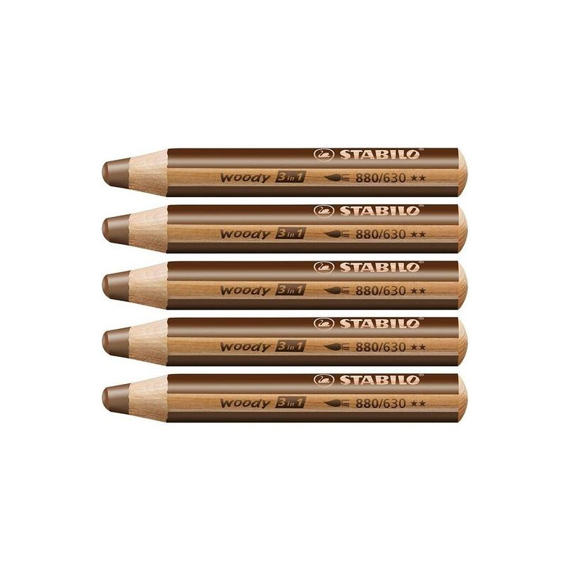(880/630) STABILO LÁPICES DE COLORES WOODY 3 EN 1 MARRÓN ESTUCHE 5 UD