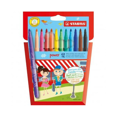 (E280/12-01) STABILO ROTULADORES POWER COLORES SURTIDOS ESTUCHE 12 UD