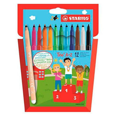 (378/1-12-01) STABILO ROTULADORES TRIO AZ C/SURTIDOS ESTUCHE 12 UD