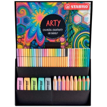 (77/6-2-20) STABILO SET CREATIVO ARTY PASTEL ESTUCHE 50 UD C/SURTIDOS
