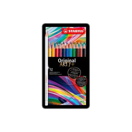 (8773-6) STABILO LÁPICES DE COLORES ORIGINAL ARTY+ C/SURTIDOS ESTUCHE DE METAL 12 UD