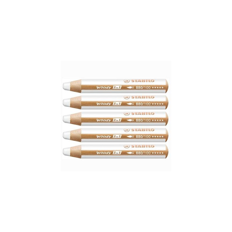(880/100) STABILO LÁPICES DE COLORES WOODY 3 EN 1 BLANCO ESTUCHE 5 UD