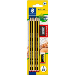 (120 SBK8P1) STAEDTLER BLÍSTER CON 8 LÁPICES NORIS 120-2 + UNA GOMA NORIS 526 N40 + REGALO DE 1 AFILALÁPICES SIMPLE DE PLÁSTICO