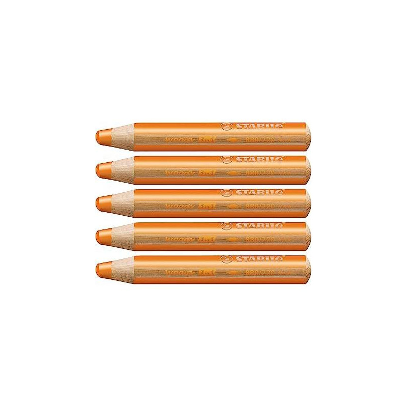 (880/220) STABILO LÁPICES DE COLORES WOODY 3 EN 1 NARANJA ESTUCHE 5 UD
