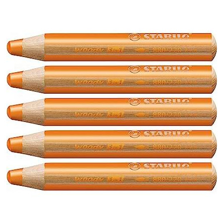 (880/220) STABILO LÁPICES DE COLORES WOODY 3 EN 1 NARANJA ESTUCHE 5 UD