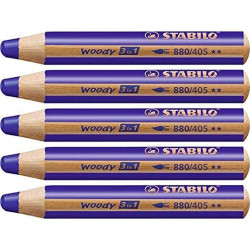 (880/405) STABILO LÁPICES DE COLORES WOODY 3 EN 1 AZUL ULTRAMAR ESTUCHE 5 UD