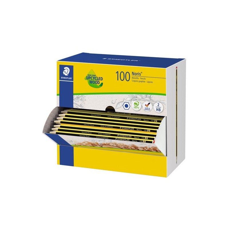 (120HBCA1 P) STAEDTLER LÁPIZ DE GRAFITO NORIS 120-2 HB CAJA DISPENSADOR 100 UD