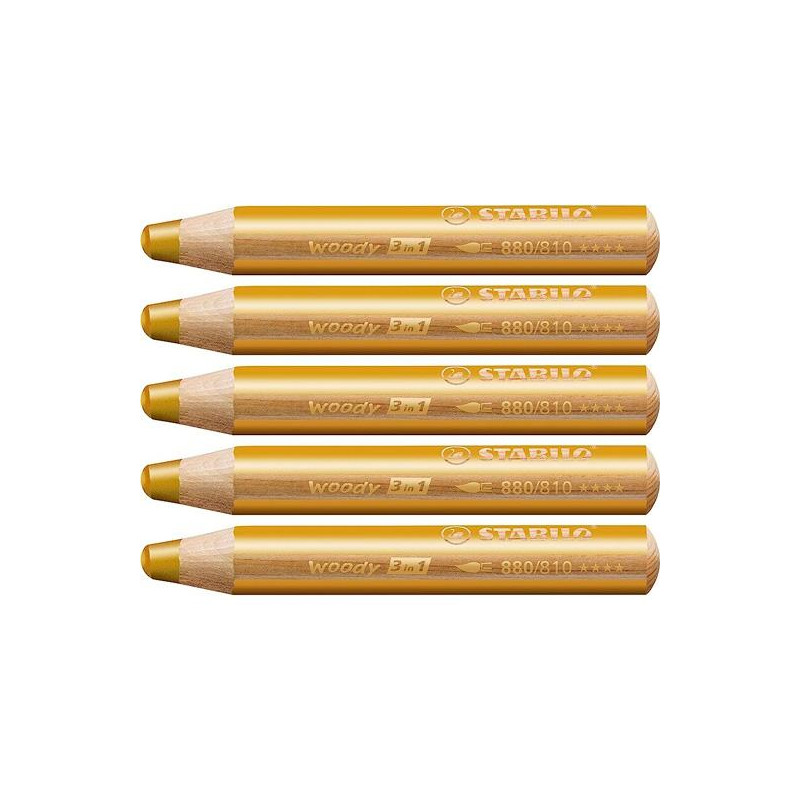 (880/810) STABILO LÁPICES DE COLORES WOODY 3 EN 1 ORO ESTUCHE 5 UD