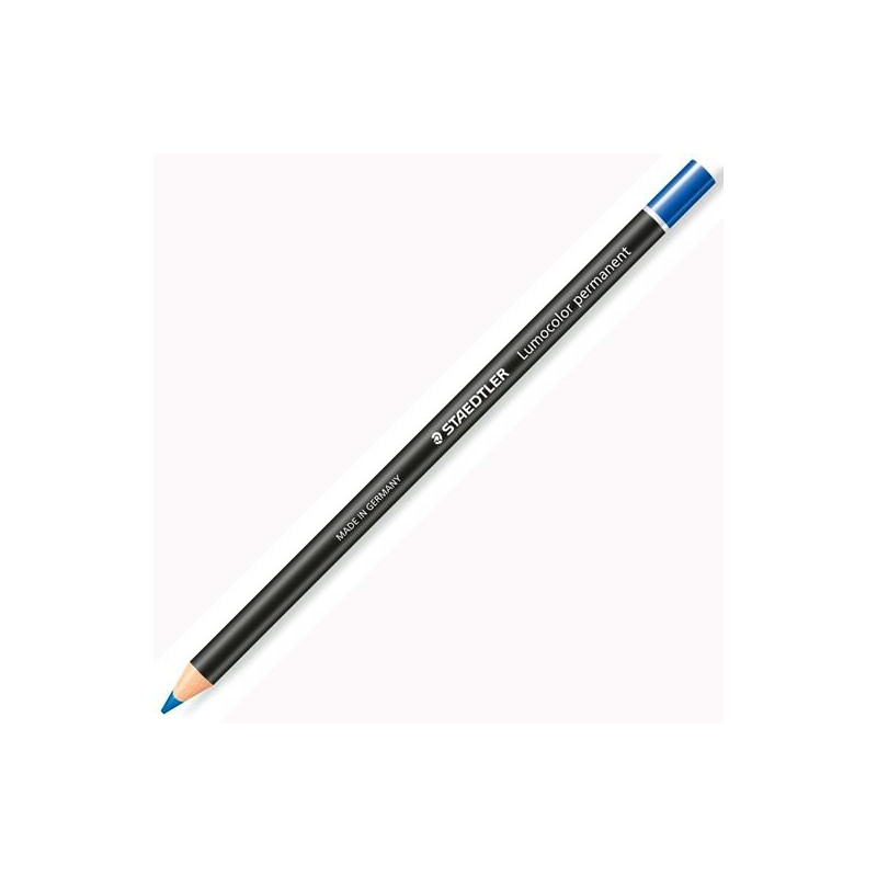 (108 20-3) STAEDTLER MARCADOR PERMANENTE EN SECO LUMOCOLOR GLASOCHROM AZUL