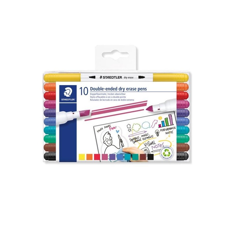 (3010 TB10) STAEDTLER MARCADORES PIZARRA BLANCA LUMOCOLOR WHITEBOARD MARKET 3010 C/SURTIDOS ESTUCHE 10 UD