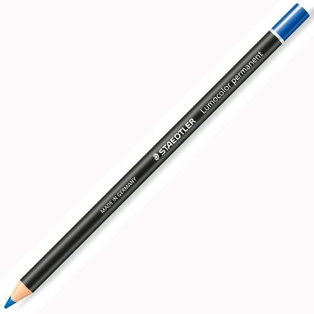 (108 20-3) STAEDTLER MARCADOR PERMANENTE EN SECO LUMOCOLOR GLASOCHROM AZUL