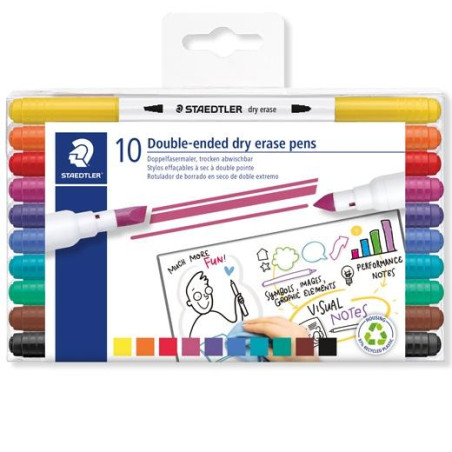 (3010 TB10) STAEDTLER MARCADORES PIZARRA BLANCA LUMOCOLOR WHITEBOARD MARKET 3010 C/SURTIDOS ESTUCHE 10 UD