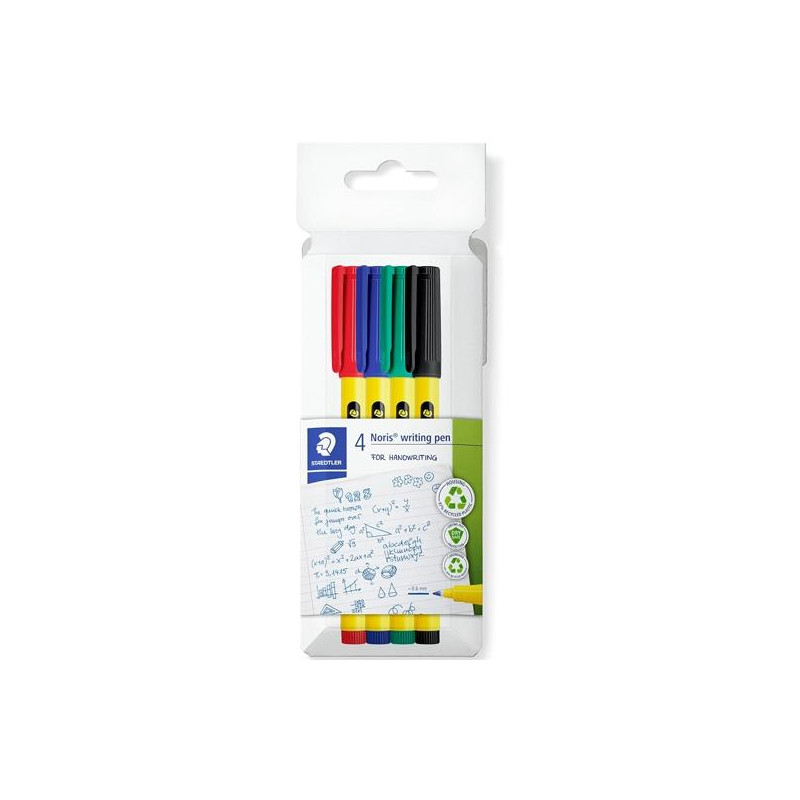 (307 C4) STAEDTLER ROTULADORES NORIS WRITING PEN 307 PUNTA FINA C/SURTIDOS ESTUCHE 4 UD