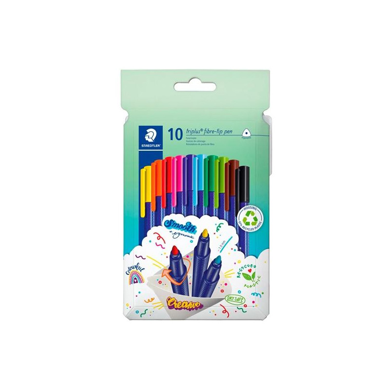 (323 C10) STAEDTLER ROTULADOR TRIPLUS COLOR 323 TRIANGULAR C/SURTIDOS ESTUCHE 10 UD