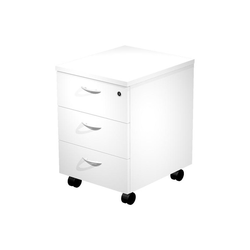 (60021-3) ARTEXPORT CAJONERA PRESTO 3 CAJONES C/RUEDAS GUÍAS METÁLICAS CERRADURA BLANCO -DESMONTADO-