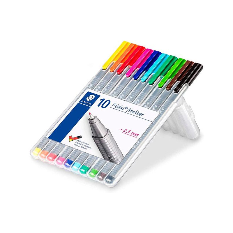 (334 SB10) STAEDTLER ESTUCHE 10 ROTULADORES TRIPLUS FINELINER 334 COLORES SURTIDOS