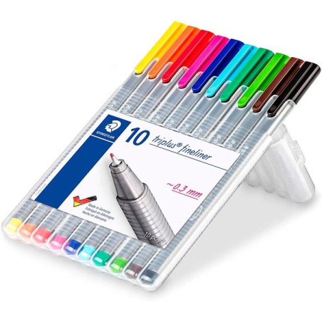 (334 SB10) STAEDTLER ESTUCHE 10 ROTULADORES TRIPLUS FINELINER 334 COLORES SURTIDOS