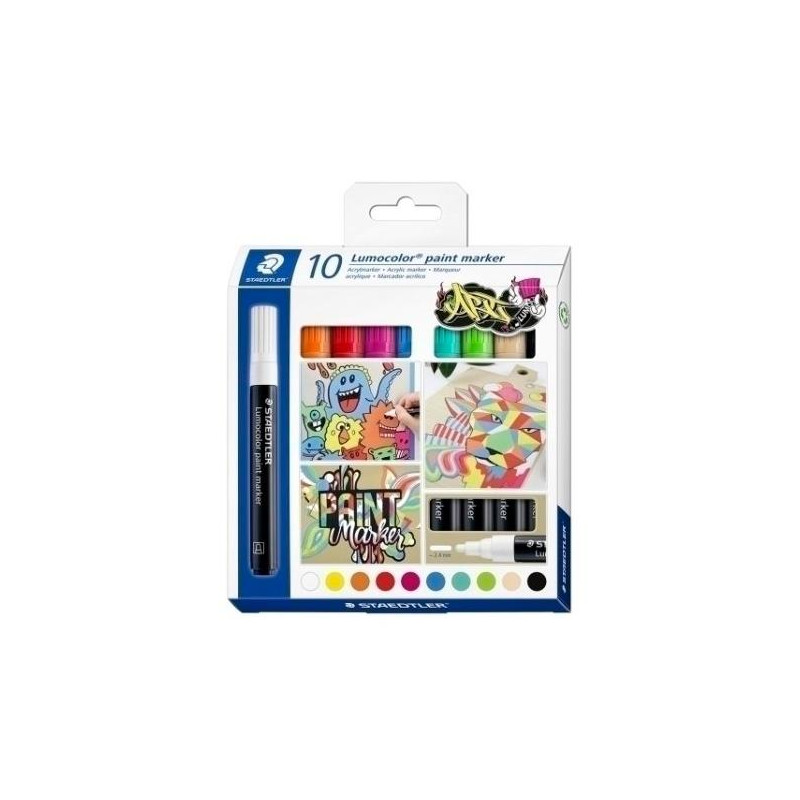 (349 C10) STAEDTLER MARCADOR ESPECIAL LUMOCOLOR 349 PERMANENTE C/SURTIDOS ESTUCHE 10 UD