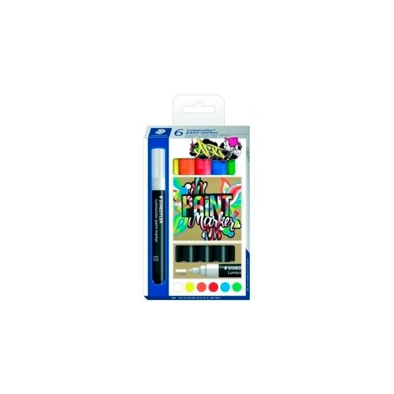 (349 C6) STAEDTLER MARCADOR ESPECIAL LUMOCOLOR 349 PERMANENTE C/SURTIDOS ESTUCHE 6 UD