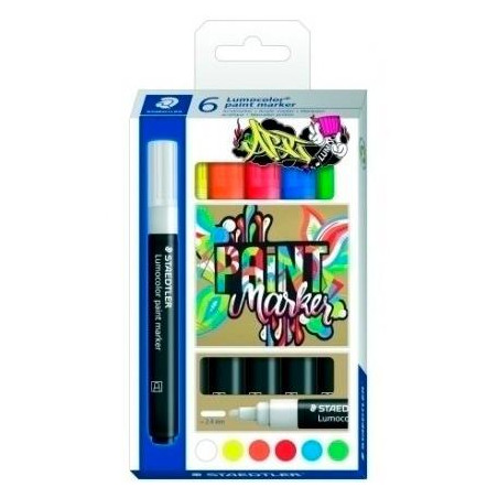 (349 C6) STAEDTLER MARCADOR ESPECIAL LUMOCOLOR 349 PERMANENTE C/SURTIDOS ESTUCHE 6 UD
