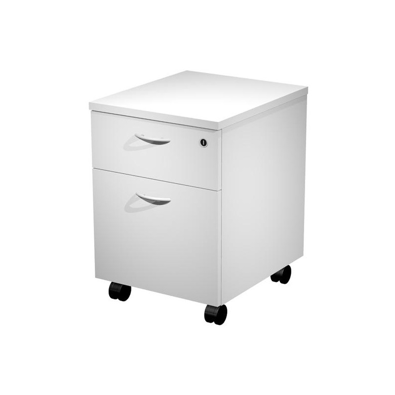 (60022-3) ARTEXPORT CAJONERA PRESTO 2 CAJONES C/RUEDAS GUÍAS METÁLICAS CERRADURA BLANCO -DESMONTADO-