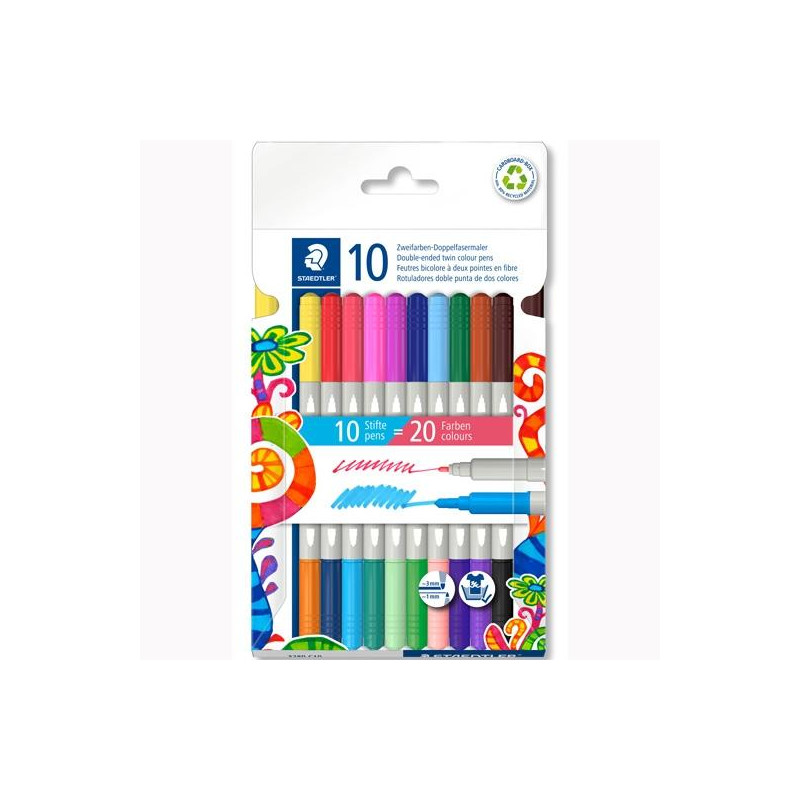(3280 C10) STAEDTLER ROTULADORES NORIS 3280 DOBLE PUNTA C/SURTIDOS ESTUCHE 10 UD